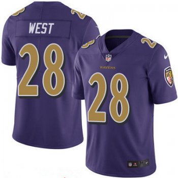 Men's Baltimore Ravens #28 Terrance West Purple 2016 Color Rush Stitched NFL Nike Limited Jersey