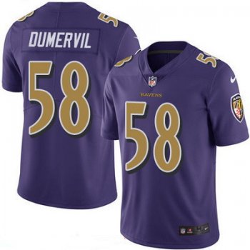 Men's Baltimore Ravens #58 Elvis Dumervil Purple 2016 Color Rush Stitched NFL Nike Limited Jersey