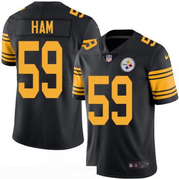 Men's Pittsburgh Steelers #59 Jack Ham Retired Black 2016 Color Rush Stitched NFL Nike Limited Jersey