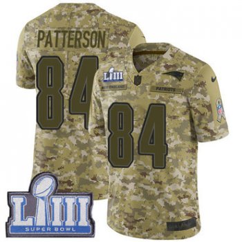 #84 Limited Cordarrelle Patterson Camo Nike NFL Men's Jersey New England Patriots 2018 Salute to Service Super Bowl LIII Bound