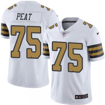 Nike Saints #75 Andrus Peat White Men's Stitched NFL Limited Rush Jersey