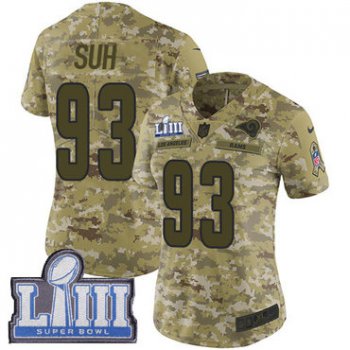 Women's Los Angeles Rams #93 Ndamukong Suh Camo Nike NFL 2018 Salute to Service Super Bowl LIII Bound Limited Jersey