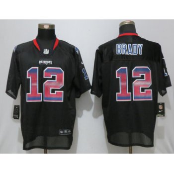 Men's New England Patriots #12 Tom Brady Black Strobe Stitched NFL Nike Fashion Jersey