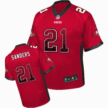 Nike 49ers #21 Deion Sanders Red Team Color Men's Stitched NFL Elite Drift Fashion Jersey