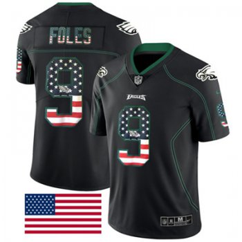 Nike Philadelphia Eagles #9 Nick Foles Black Men's Stitched NFL Limited Rush USA Flag Jersey