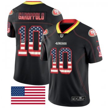 Nike San Francisco 49ers #10 Jimmy Garoppolo Black Men's Stitched NFL Limited Rush USA Flag Jersey