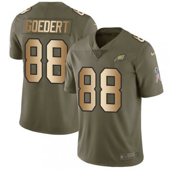 Nike Philadelphia Eagles #88 Dallas Goedert Olive Gold Stitched NFL Limited 2017 Salute To Service Jersey