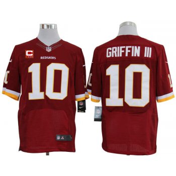 Size 60 4XL-2012 Robert Griffin III Washington Redskins #10 Red Stitched Nike Elite NFL Jerseys C Patch