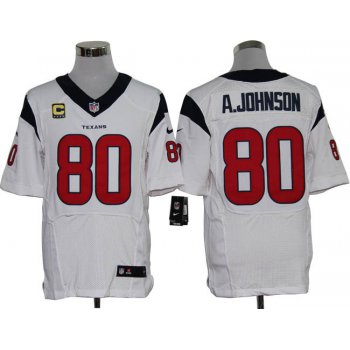 Size 60 4XL-Andre Johnson Houston Texans #80 C Patch White Stitched Nike Elite NFL Jerseys