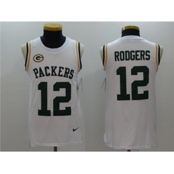 Men's Green Bay Packers #12 Aaron Rodgers White Color Rush 2017 Vest Stitched NFL Nike Tank Top Jersey