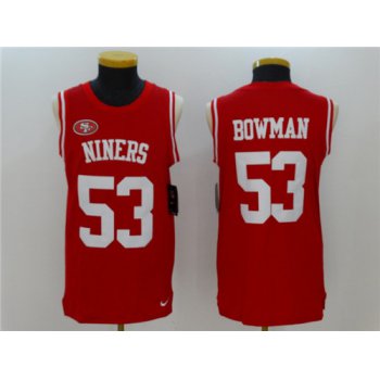 Men's San Francisco 49ers #53 NaVorro Bowman Red Color Rush 2017 Vest Stitched NFL Nike Tank Top Jersey