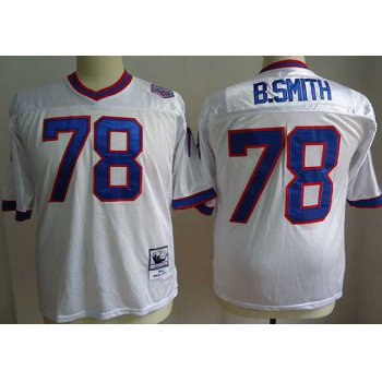 Men's Buffalo Bills #78 Bruce Smith White Throwback Jersey
