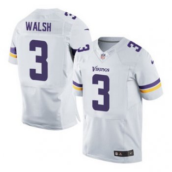 Men's Minnesota Vikings #3 Blair Walsh White Road NFL Nike Elite Jersey