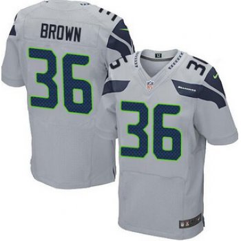 Men's Seattle Seahawks #36 Bryce Brown Gray Alternate NFL Nike Elite Jersey
