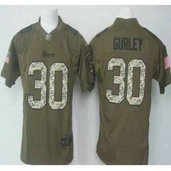 Men's St. Louis Rams #30 Todd Gurley Green Salute to Service 2015 NFL Nike Limited Jersey