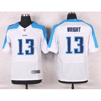 Men's Tennessee Titans #13 Kendall Wright White Road NFL Nike Elite Jersey