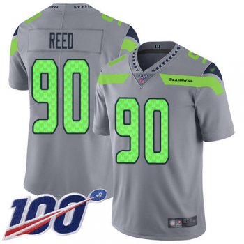 Nike Seahawks #90 Jarran Reed Gray Men's Stitched NFL Limited Inverted Legend 100th Season Jersey