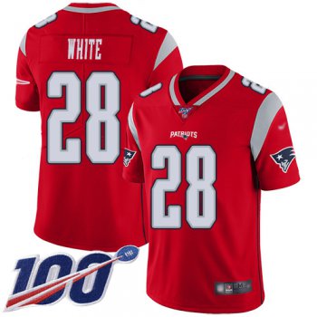 Nike Patriots #28 James White Red Men's Stitched NFL Limited Inverted Legend 100th Season Jersey