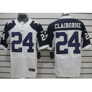 Nike Dallas Cowboys #24 Morris Claiborne White Thanksgiving Elite Jersey