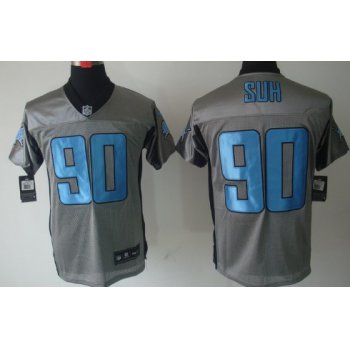 Nike Detroit Lions #90 Ndamukong Suh Gray Shadow Elite Jersey