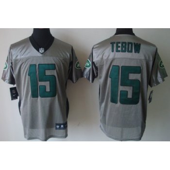 Nike New York Jets #15 Tim Tebow Gray Shadow Elite Jersey