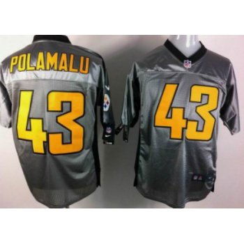 Nike Pittsburgh Steelers #43 Troy Polamalu Gray Shadow Elite Jersey
