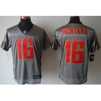 Nike San Francisco 49ers #16 Joe Montana Gray Shadow Elite Jersey