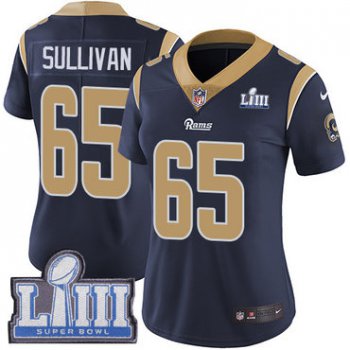 #65 Limited John Sullivan Navy Blue Nike NFL Home Women's Jersey Los Angeles Rams Vapor Untouchable Super Bowl LIII Bound