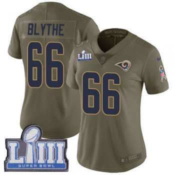 #66 Limited Austin Blythe Olive Nike NFL Women's Jersey Los Angeles Rams 2017 Salute to Service Super Bowl LIII Bound