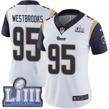 #95 Limited Ethan Westbrooks White Nike NFL Road Women's Jersey Los Angeles Rams Vapor Untouchable Super Bowl LIII Bound