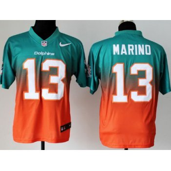 Nike Miami Dolphins #13 Dan Marino Green/Orange Fadeaway Elite Jersey
