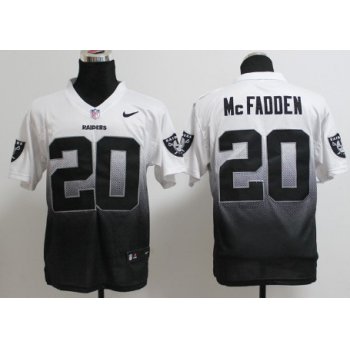 Nike Oakland Raiders #20 Darren McFadden White/Black Fadeaway Elite Jersey
