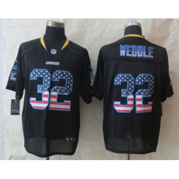 Nike San Diego Chargers #32 Eric Weddle 2014 USA Flag Fashion Black Elite Jersey