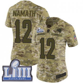 #12 Limited Joe Namath Camo Nike NFL Women's Jersey Los Angeles Rams 2018 Salute to Service Super Bowl LIII Bound