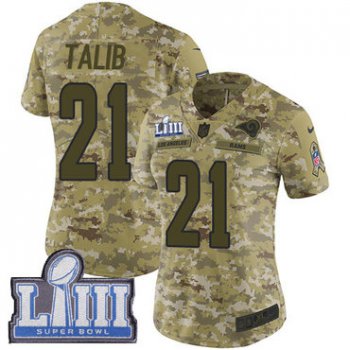 #21 Limited Aqib Talib Camo Nike NFL Women's Jersey Los Angeles Rams 2018 Salute to Service Super Bowl LIII Bound