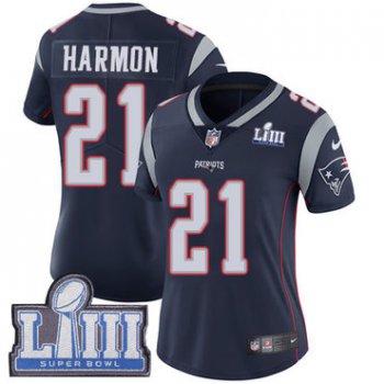 #21 Limited Duron Harmon Navy Blue Nike NFL Home Women's Jersey New England Patriots Vapor Untouchable Super Bowl LIII Bound
