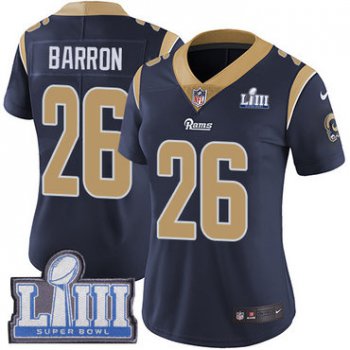 #26 Limited Mark Barron Navy Blue Nike NFL Home Women's Jersey Los Angeles Rams Vapor Untouchable Super Bowl LIII Bound