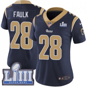 #28 Limited Marshall Faulk Navy Blue Nike NFL Home Women's Jersey Los Angeles Rams Vapor Untouchable Super Bowl LIII Bound