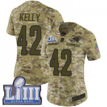 #42 Limited John Kelly Camo Nike NFL Women's Jersey Los Angeles Rams 2018 Salute to Service Super Bowl LIII Bound