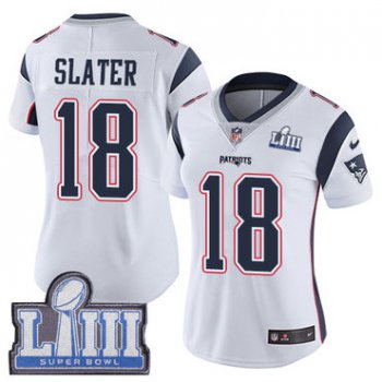 Women's New England Patriots #18 Matthew Slater White Nike NFL Road Vapor Untouchable Super Bowl LIII Bound Limited Jersey