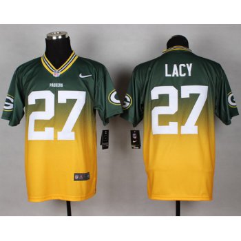Nike Green Bay Packers #27 Eddie Lacy Green/Yellow Fadeaway Elite Jersey