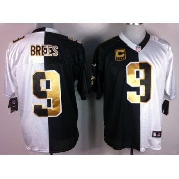 Nike New Orleans Saints #9 Drew Brees Black/White Two Tone Elite Jersey