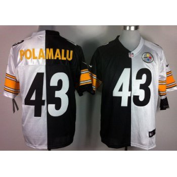 Nike Pittsburgh Steelers #43 Troy Polamalu Black/White Two Tone Elite Jersey