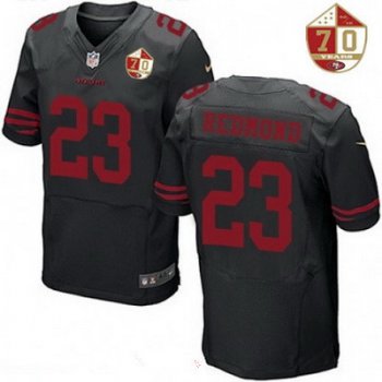 Men's San Francisco 49ers #23 Will Redmond Black Color Rush 70th Anniversary Patch Stitched NFL Nike Elite Jersey