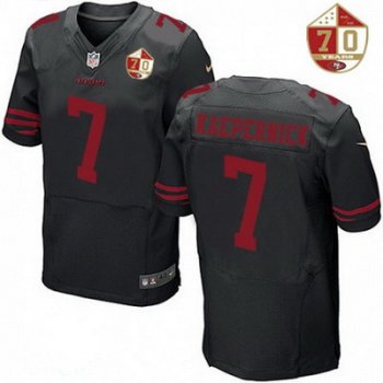 Men's San Francisco 49ers #7 Colin Kaepernick Black Color Rush 70th Anniversary Patch Stitched NFL Nike Elite Jersey