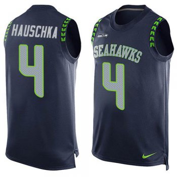 Men's Seattle Seahawks #4 Steven Hauschka Navy Blue Hot Pressing Player Name & Number Nike NFL Tank Top Jersey