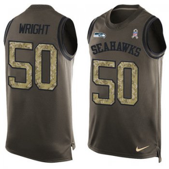 Men's Seattle Seahawks #50 K.J.Wright Green Salute to Service Hot Pressing Player Name & Number Nike NFL Tank Top Jersey