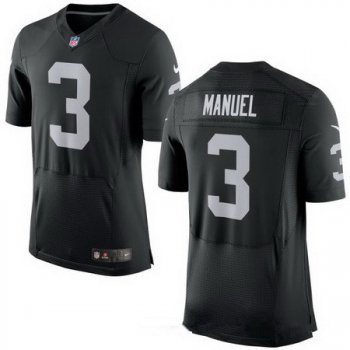 Men's Oakland Raiders #3 EJ Manuel Black Team Color Stitched NFL Nike Elite Jersey