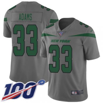 Nike Jets #33 Jamal Adams Gray Men's Stitched NFL Limited Inverted Legend 100th Season Jersey