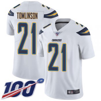 Nike Chargers #21 LaDainian Tomlinson White Men's Stitched NFL 100th Season Vapor Limited Jersey